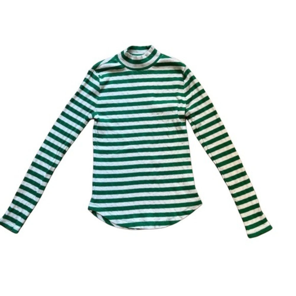 Free Assembly Green and White Striped Top